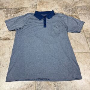 Lululemon Metal Vent Tech Polo Shirt Men's Large Blue Pocket Short Sleeve Preppy